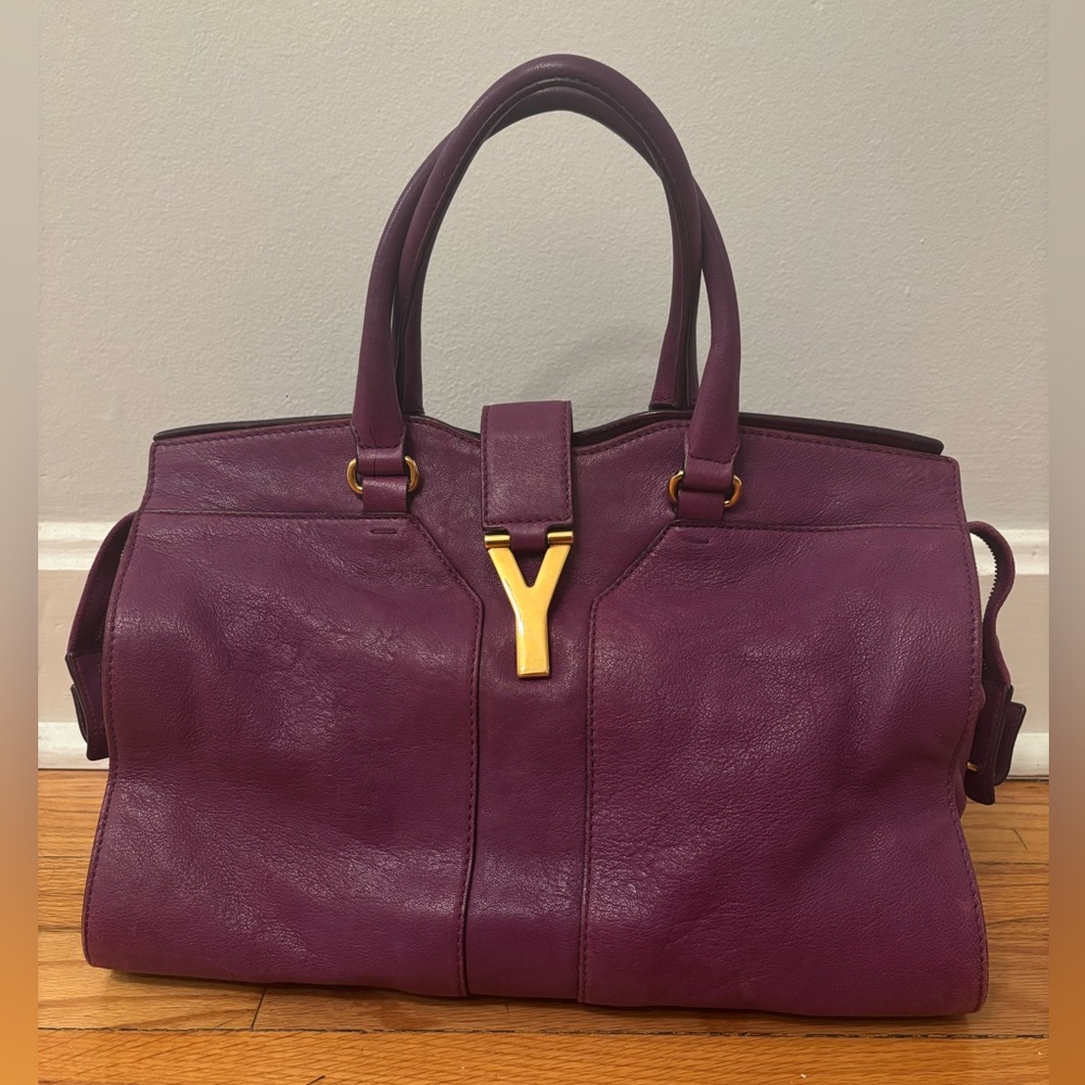 Saint Laurent Cabas Chyc in Purple Lambskin Leather